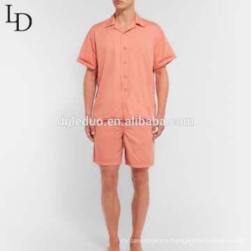 Hot sale washed cotton summer two piece short sleeve men's pajamas